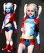 Placeholder: Harley quinn toddler, full body, soft skin, dramatic lighting, hyper realistic