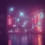 Placeholder: clean art, night, Tokyo, Rain, high definition, blue neon lights, 3d icon clay render, blender 3d