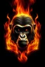 Placeholder: floating gorilla head on flames in perspective