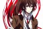 Placeholder: Detailed pretty anime boy, brown hair with blonde strips, keep head in frame, headshot, glaring, brown eyes, covered in bandages, looking serious, illustration, digital painting, only one character, color scheme red, wearing many bandages, Osamu Dazai inspired, anime inspired, manga, dazai, red hair, Chuuya, pretty, scruffy, angry, brooding, manga inspired, small nose, long lower eyelashes, handsome, one character, headshot, glaring, cute, wearing a bandage on neck, small nose, yelling