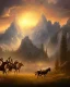 Placeholder: lost souls, the four horsemen of the apocalypse, rapture, peaceful meadow with mountains on fire in the background