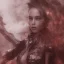 Placeholder: Scarlett Leithold full body covered with water and liquid thick and glue blue and red chrome water on the floor smoke in the air bees flying fog backlit HDR cinematic lighting 4k