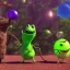 Placeholder: The hangman and the locust discussing the future of the universe on bubble world, art by Pixar and Dreamworks