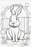 Placeholder: blank colouring book, white background, simple picture for toddlers, rabbit, four legs, smile on face, disney and pixar style