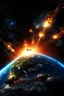 Placeholder: Planet earth with explosions like like fireworks on the surface just like An Armageddon as a Celestial Body! The Celestial Body must be made with the power of stars