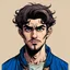 Placeholder: comic style, portrait, a young man, Persian, looks front, ugly