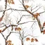 Placeholder: detailed Real Tree Camouflage made of sticks, twigs, tree bark, dried maple leaves, green pine branches, snow and dirt, white background, seamless repeatable texture pattern imitating a natural forest background, add details