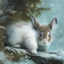 Placeholder: white rabbit, natural pigment, extremely sharp detail, finely tuned detail, ultra high definition, 8 k, unreal engine 5, ultra sharp focus, winter ambiance