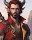 Placeholder: male humanoid tiefling, pirate, pale white skin, yellow eyes, soft purple lighting, round face, short beard goatee, functional clothes, red coat