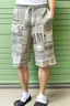 Placeholder: Man's news paper pattern long shorts