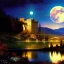 Placeholder: Drawing of 'Medieval Romanian Castle',mountain,lake,full moon, by gaston bussiere, greg rutkowski, yoji shinkawa, yoshitaka amano, tsutomu nihei, donato giancola, tim hildebrandt, oil on canvas, cinematic composition, extreme detail,fit full head inside picture,16k