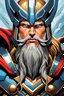 Placeholder: A beautiful portrait painting of a Thor, in style of colorful comic. symmetry, hyper detailed. octanev render. trending on artstation