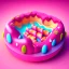 Placeholder: sweet food pink land. illustration 3d style. HD