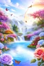Placeholder: Trés belles roses, rainbows, beautiful colors gardens , flowers, cascades,Birds, butterfly