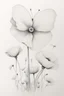 Placeholder: A white butterfly Minimalist white ink pencil and white drawing of white poppies in a white background
