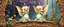 Placeholder: sacred geometry embroidered patterns, two totally symmetric fluffy angel gremlin slug nice cheerleader singing on ornate carved magical sceptre bridge in garden , full body portrait T-pose strong aura, oil painting and air brush, in swing net