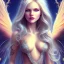 Placeholder: magnifique belle sexy fairy souriante avec de magnifiques ailes et des cheveux longs blonds,yeux bleus