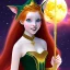 Placeholder: Attractive teenage girl with red hair and golden highlights, who is dressed like a witch casting a spell with a quarterstaff on the moon, she has ginger cat ears, green eyes looking at the moon, has a normal nose, background is realistic space, the girl is on a planet, goth girl dress, full body portrait, arm colors gradient effect into stars, rendered, unity 3d, unreal engine, dslr, hdr, 4k, edited, photorealistic, normal number of appendages, freckles, artists rendered