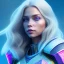 Placeholder: A portrait of a full body crystalised blue pink queen,smiling face, blue eyes, long blond hair, atmospheric, realistic, unreal engine, lighting, octane render.