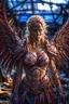 Placeholder: gorgeous blonde Fairy, crimson fairy wings , twisted rope red hairstyle, armor made of blood, huge girl, muscular female, hyperdetailed,looking at camera, full body, wide shot, detailed skin, film photography, vintage, perfect body, cinematic lighting, realistic, sharp focus, very detailed, 4K HQ, depth of field, f/1.2, Leica, 8K HDR, High contrast, shadows,