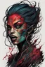 Placeholder: highly detailed full color concept illustration of a treacherous female Bruxa character , maximalist, sharp focus, highest resolution, in the styles of Alex Pardee, Denis Forkas , and Masahiro Ito, boldly inked, 8k, coarse, gritty textures