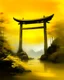 Placeholder: A yellow peak with torii gates in daylight painted by Zosan