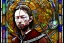 Placeholder: Thom Yorke's face stained glass window,panel, lead caming, medieval stained glass