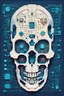 Placeholder: FLAT VECTOR LAYERED IMAGE OF CYBERNETIC SKULL PARTS IN A SCHEMATIC