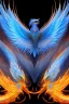 Placeholder: side view blue phoenix flaming wings, balanced, beautiful, smooth, flying