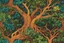 Placeholder: "Roots and Branches": Illustrate the intricate network of roots and branches in a forest, showcasing the organic, earthy patterns of nature. rich vibrant, shady, colorful