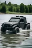 Placeholder: Auto con 6 ruedas rodando en el agua
