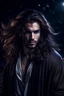 Placeholder: Handsome brutal man with long hair werewolf fantasy, magic, magic, fabulous atmosphere