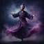 Placeholder: Hyper Realistic Sufi Whirling with Purple & Maroon, Islamic Sufi Rustic Grungy navy-blue Background with black fog around at night