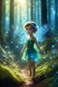 Placeholder: Beauty little Fairy, walk in sparkless light magic forest,sparkles, blue, brown, green, clear lines, detail, fine rendering, high resolution, 4K, photorealism, precise focus, double exposure, fantasy epic cute pixar 3d