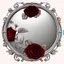 Placeholder: round silver frame with red and roses