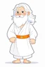 Placeholder: Disney style, white hair, white skin, white beard, coloring book, minimalism, simple lines, white background, STICKER, WHOLE BODY, A CUTE JESUS CHRIST, WAVY HAIR, BEARD, COVERING THE WHOLE BODY WHITE LONG TUNIC, LIGHT DOWN, HAPPY face , A detailed illustration, in the style of Studio Ghibli, 3D vector art, cute and quirky, fantasy art, Adobe Illustrator, hand-drawn, low-