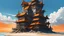 Placeholder: A tall Wizard tower on a beach, on a deserted island, in the style of precise, detailed architecture paintings, mecha anime, industrial-inspired, dark white and orange, i can't believe how beautiful this is, fragmented planes, sky-blue, deep aesthetic, intricate, highly original, innocent, alive, enhanced, sharp focus, rich cinematic quality, dramatic light