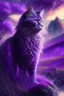 Placeholder: majestic cat, violet tones, fantasy landscape