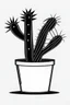 Placeholder: Very Simple, very Bold outlines, black and white, no shadows, cactus in a pot