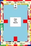 Placeholder: create a custom monopoly style board GAME with: EQUAL SIDES 12 SQUARE EACH SIDE WITH A BIG SQUARE IN THE MIDDLE. MAKE THE WRITING IN THE MIDDLE SAY OWN THE WORLD ,