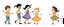 Placeholder: whimsical illustration of children playing and dancing. children's book style, on a white background