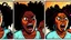 Placeholder: 2 panels: one with an angry black lady screams on phone