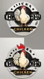 Placeholder: Generate a circular realistic sticker design with the text 'Chicken' in the center. Ensure the background is clean and minimalist, providing a polished and professional appearance. The focus should be on the clarity of the text and the simplicity of the overall design, making it suitable for various applications.