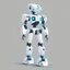 Placeholder: Generate a minimalistic illustration of an artifical intelligence, futuristic robot figure in a simple and elegant style.modern aesthetic, centered, looks cool, charismatic, upper body, color code "8D99AE", color code"FB8500", color code "FFB703".