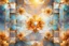 Placeholder: beautiful composition, symmetric pattern, Double exposure of cubes in which abstract flowers are, cracked holographic marble background, the cracks are golden S<AI in sunshine