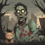 Placeholder: a zombie, a cat, comic book, illustration,