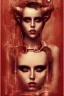 Placeholder: Danish singer MØ face,Abstract steampunk, red tones,