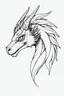 Placeholder: dragon head with mane of fur line art side view realistic