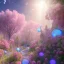 Placeholder: astronave grande luminosa, cristalli luminosi, SWANN, fiori, alberi in fiore, cielo rosa blu, pieno di dettagli, sole liscio e luminoso ， atmosfera di luce soffusa, effetto luce ， vaporwave colorato, concept art, dettaglio liscio ed estremamente nitido, dettagli finemente sintonizzati, altissima definizione, 8 k, motore irreale 5, messa a fuoco ultra nitida