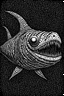 Placeholder: Moth / shark hybrid in the style of "Berserk" manga. B/w.